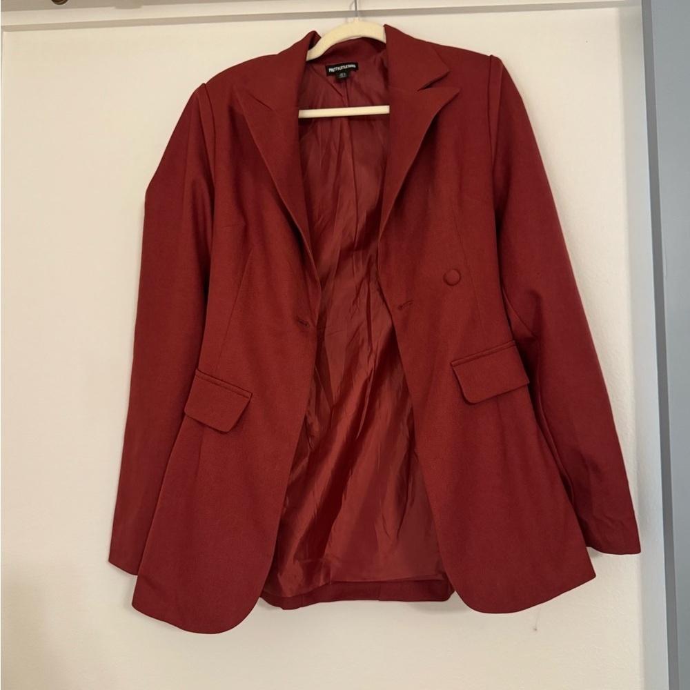 Pretty Little Things Burgundy Women’s Blazer, Women’s Maroon Blazer - Picture 3 of 14